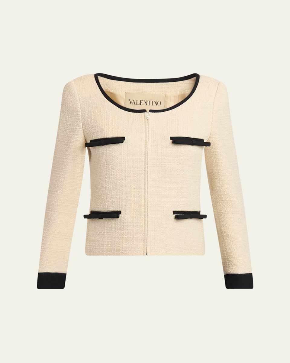 Bow Tweed Tailored Zip Jacket